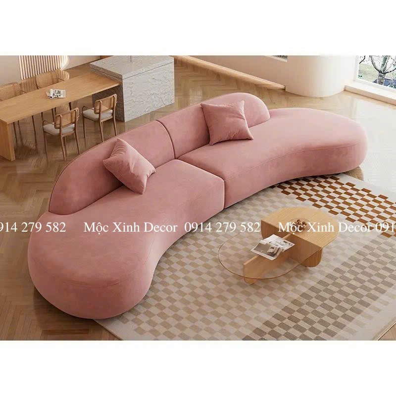 Sofa cong 2m6 bọc vải nỉ phong cách Bắc Âu