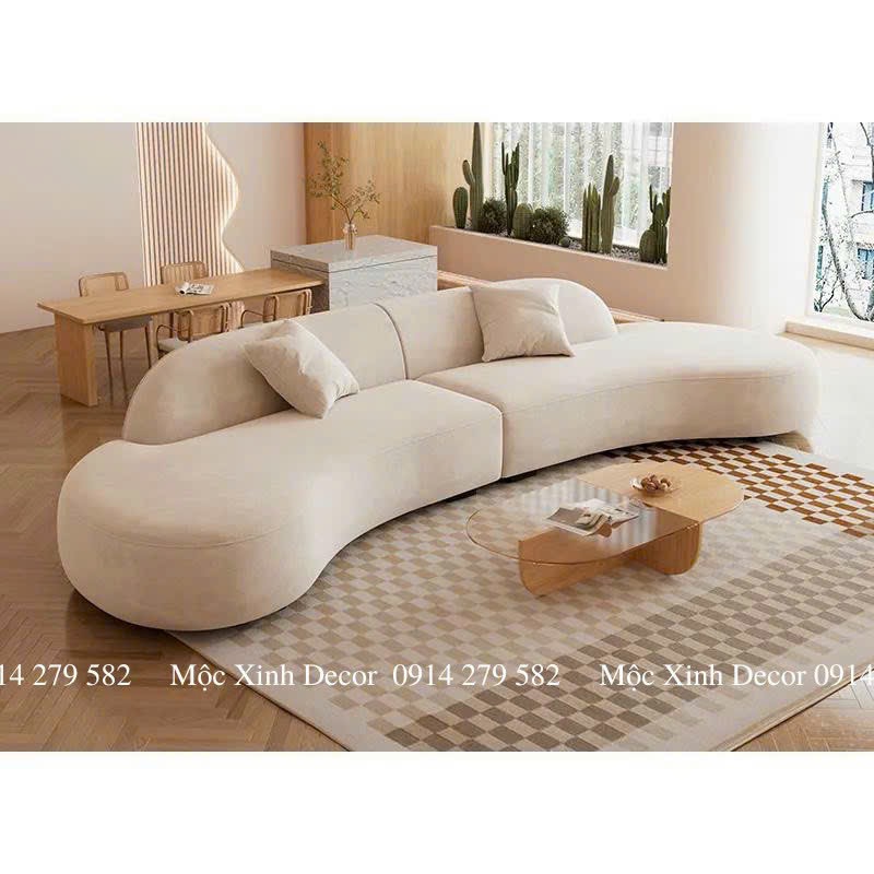 Sofa cong 2m6 bọc vải nỉ phong cách Bắc Âu